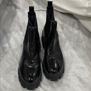 Circus by Sam Edelman Black Patent Chelsea Lug Booties